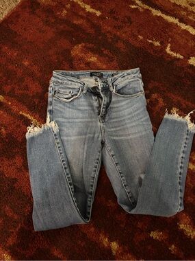 Judy Blue Light Blue Skinny Jeans with Frayed Hem